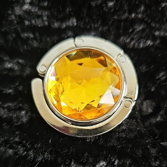 Elegant Silver and Yellow Bag Hook Holder NWOT - Picture 1 of 3